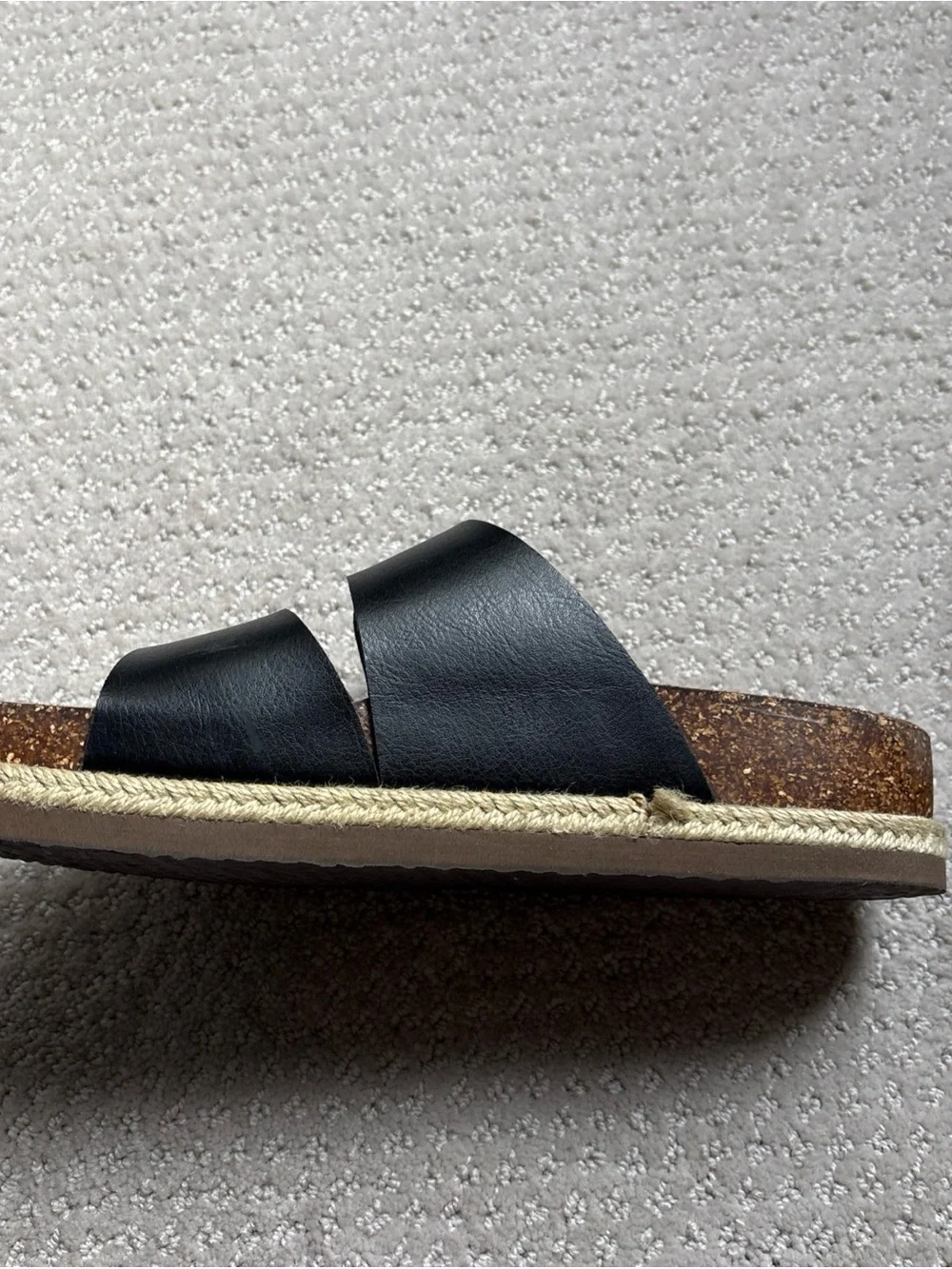 Time and Tru Black Double-Buckle Slide Sandals